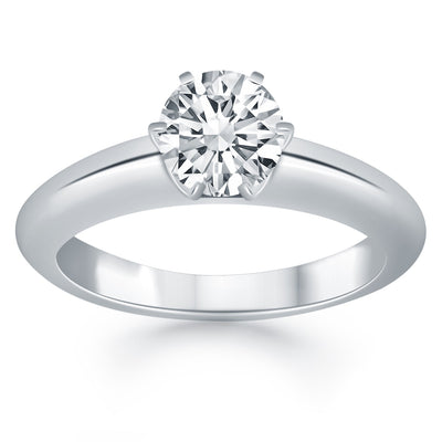 14k White Gold Solitaire Cathedral Engagement Ring - jazzyjewelryjones