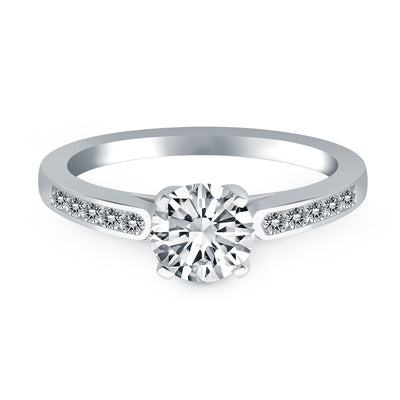 14k White Gold Diamond Channel Cathedral Engagement Ring - jazzyjewelryjones