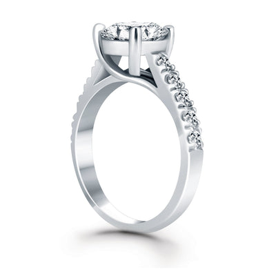 14k White Gold Trellis Diamond Engagement Ring - jazzyjewelryjones