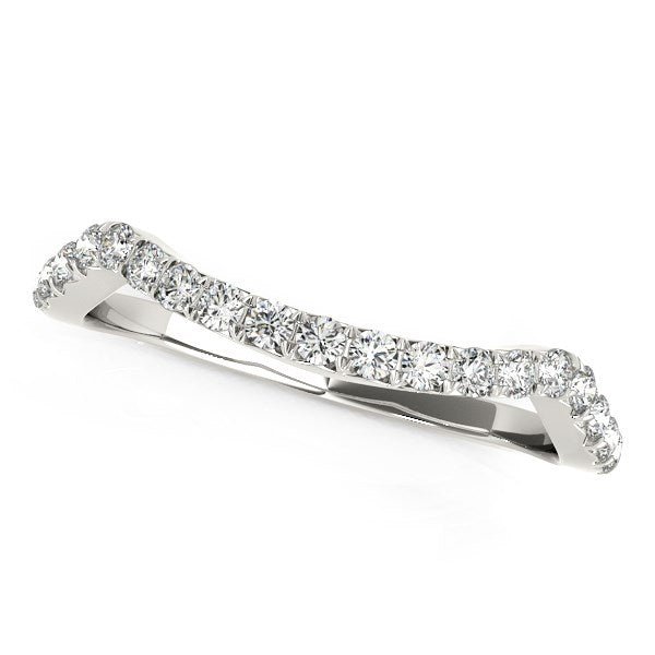14k White Gold Modern Curvy Design Diamond Wedding Band (1/5 cttw) - jazzyjewelryjones