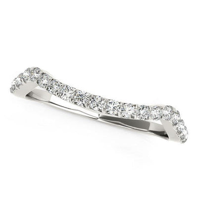 14k White Gold Modern Curvy Design Diamond Wedding Band (1/5 cttw) - jazzyjewelryjones