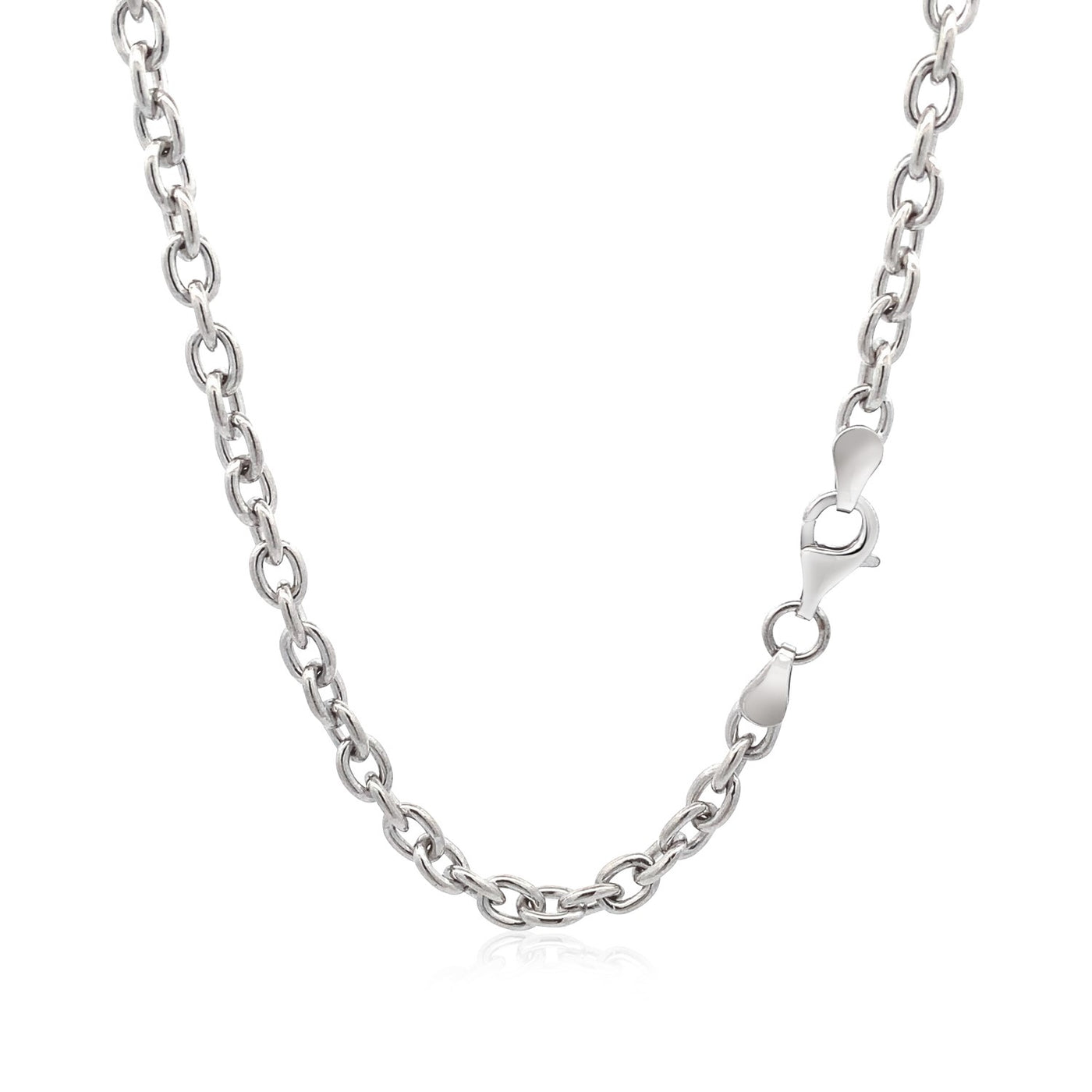 Sterling Silver Rhodium Plated Chain Bracelet with a Flat Heart Motif Station - jazzyjewelryjones