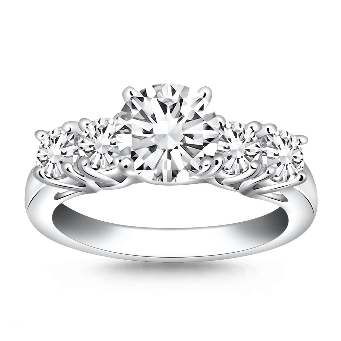 14k White Gold Five Stone Diamond Trellis Engagement Ring - jazzyjewelryjones
