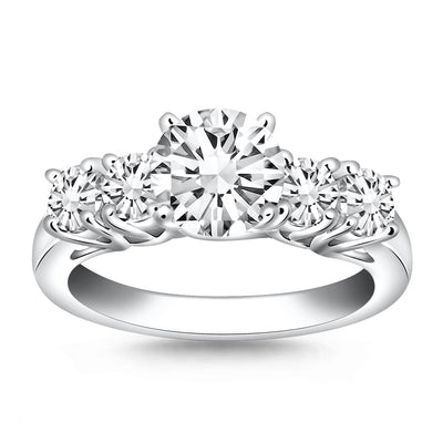 14k White Gold Five Stone Diamond Trellis Engagement Ring - jazzyjewelryjones