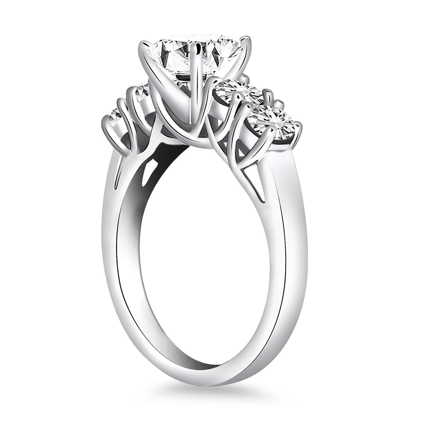 14k White Gold Five Stone Diamond Trellis Engagement Ring - jazzyjewelryjones