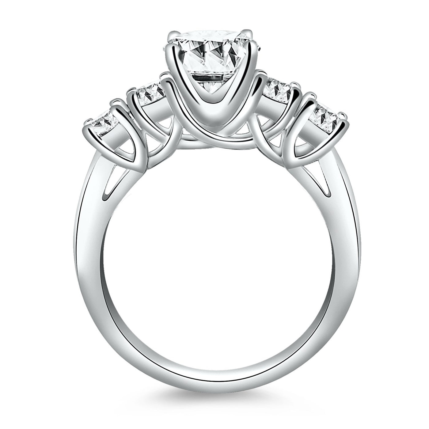 14k White Gold Five Stone Diamond Trellis Engagement Ring - jazzyjewelryjones