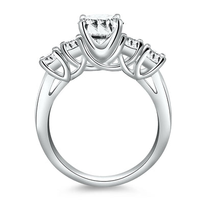 14k White Gold Five Stone Diamond Trellis Engagement Ring - jazzyjewelryjones