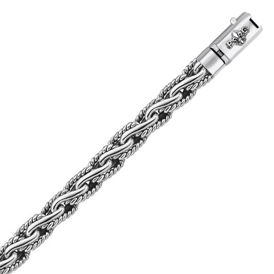 Oxidized Sterling Silver Mens Chain Bracelet in a Cable Motif (8.50 mm) - jazzyjewelryjones