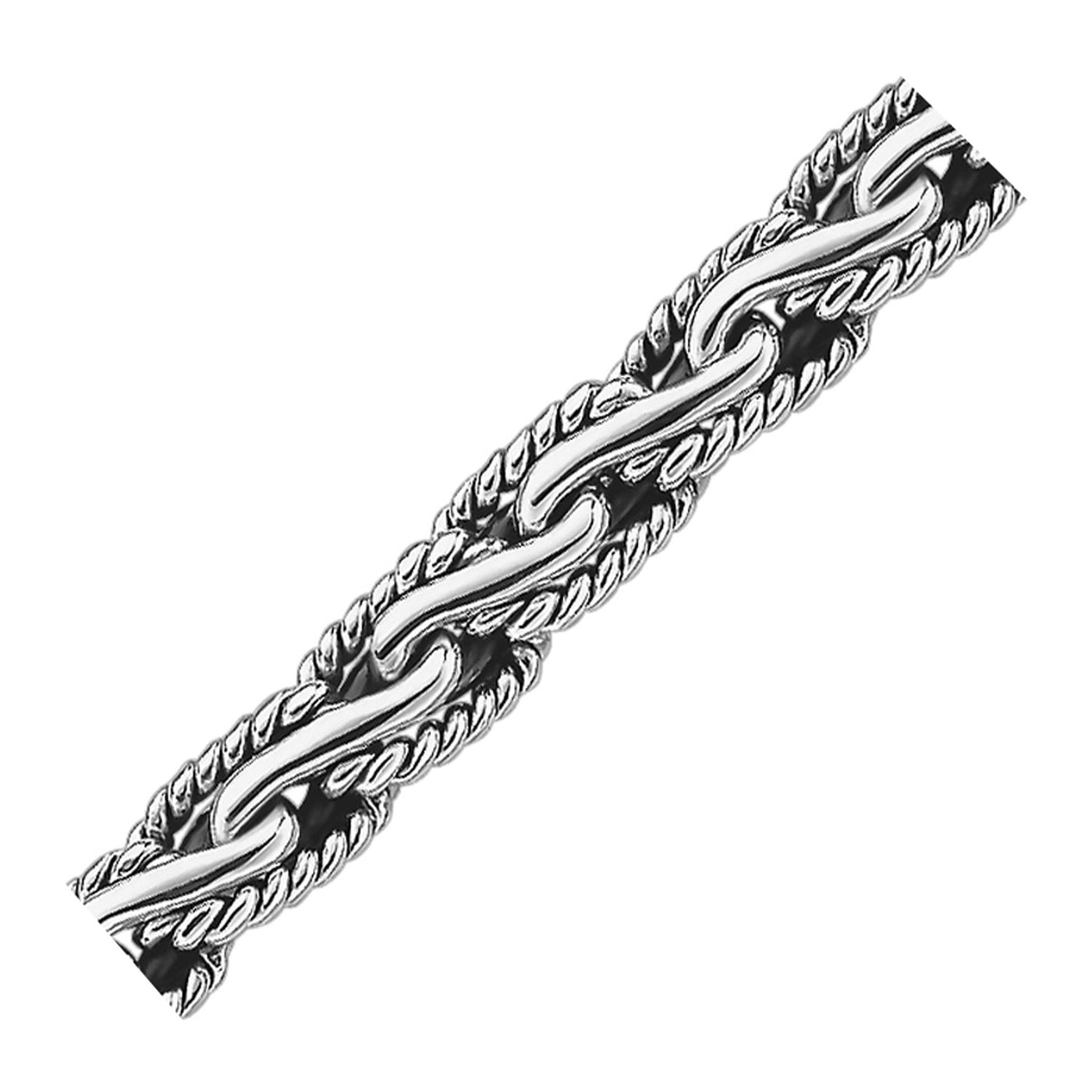 Oxidized Sterling Silver Mens Chain Bracelet in a Cable Motif (8.50 mm) - jazzyjewelryjones