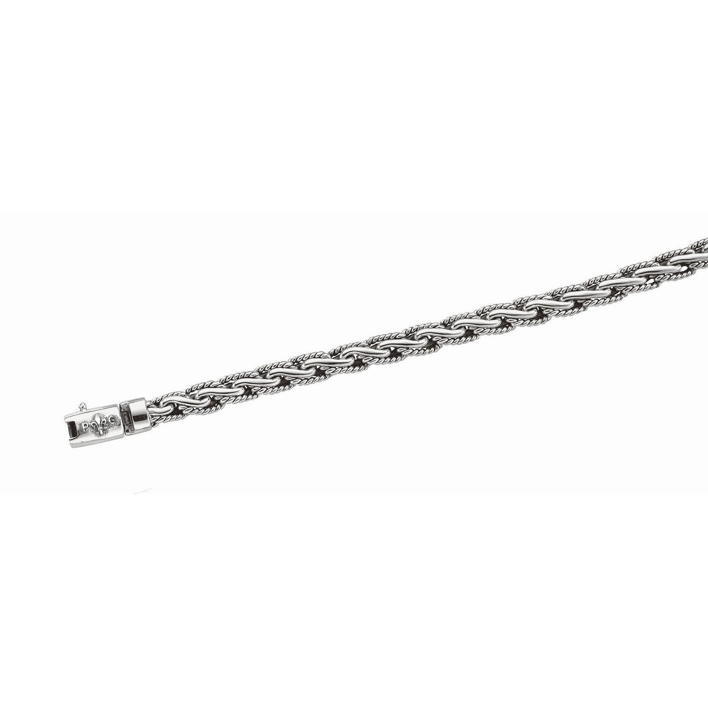 Oxidized Sterling Silver Mens Chain Bracelet in a Cable Motif (8.50 mm) - jazzyjewelryjones