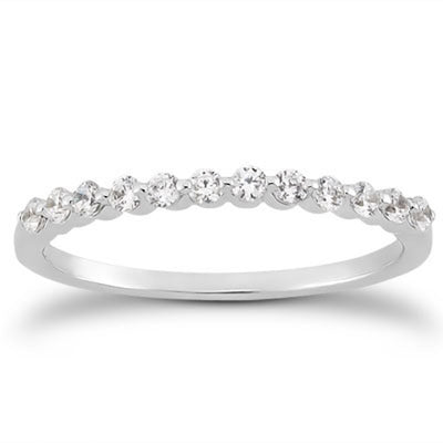 14k White Gold Floating Diamond Single Shared Prong Wedding Ring Band - jazzyjewelryjones