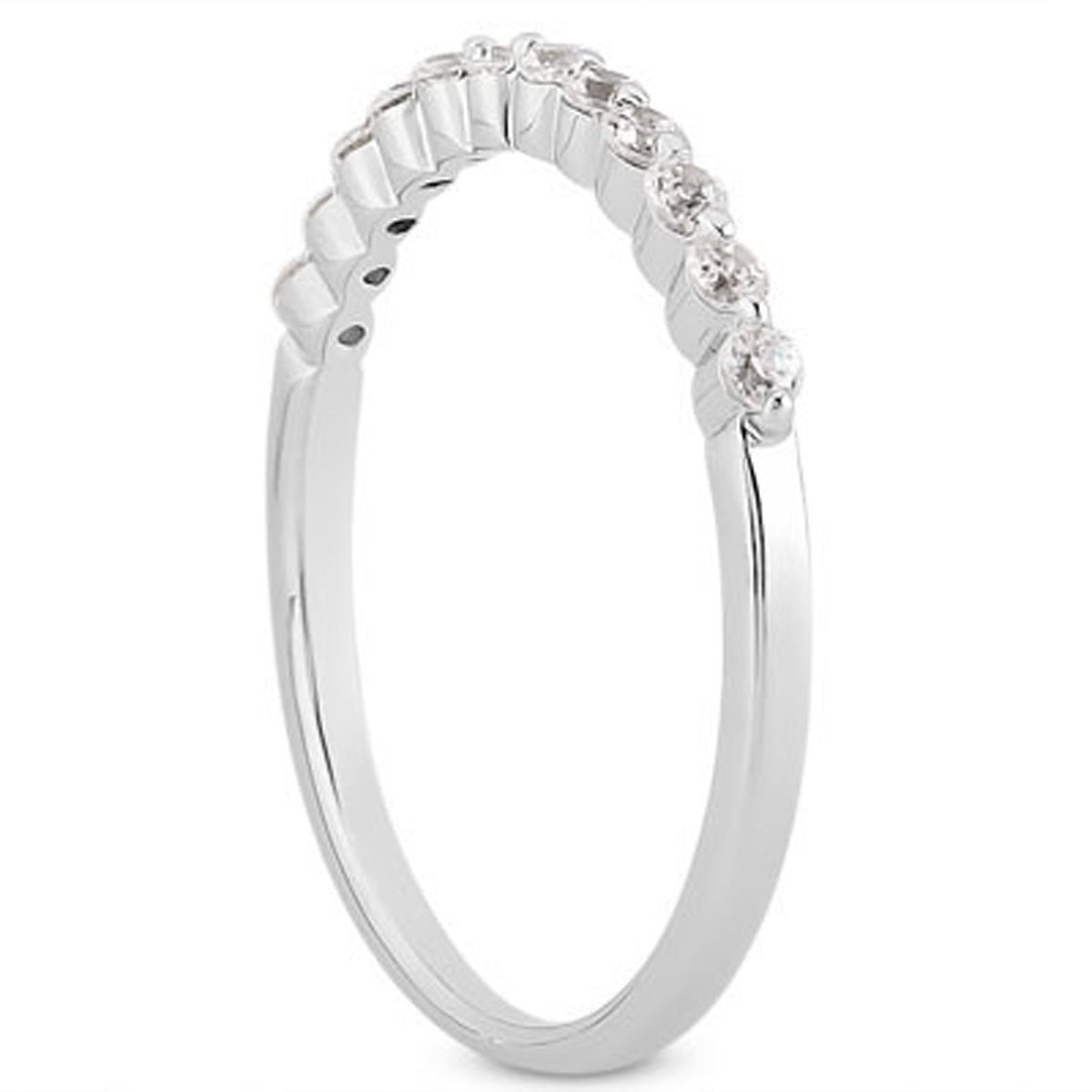 14k White Gold Floating Diamond Single Shared Prong Wedding Ring Band - jazzyjewelryjones