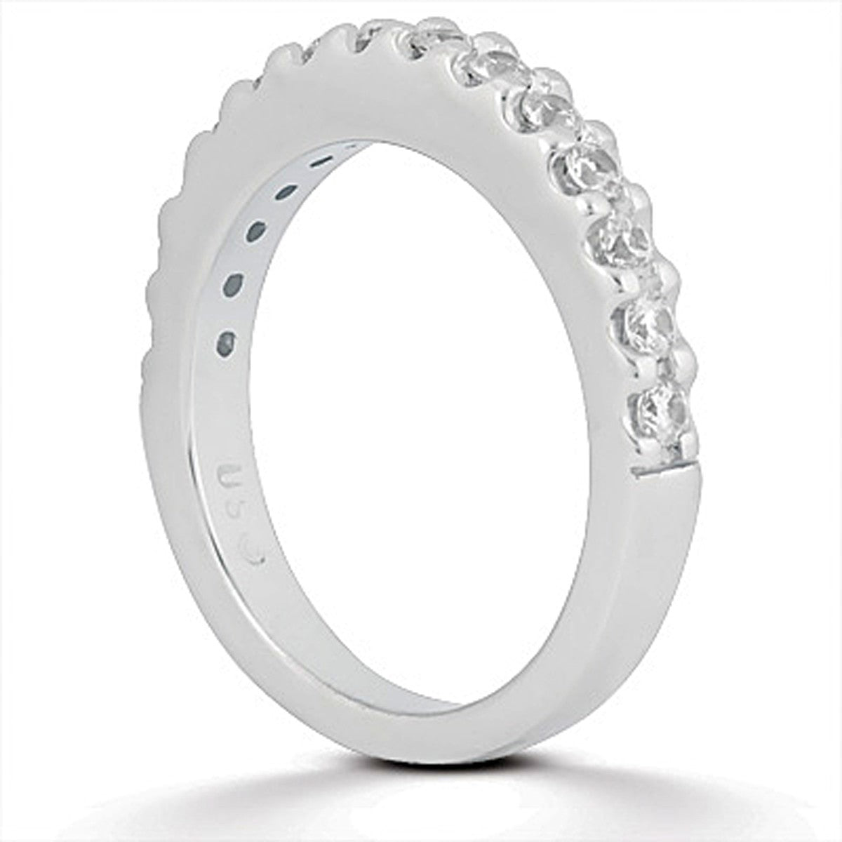 14k White Gold Shared Prong Diamond Wedding Ring Band - jazzyjewelryjones