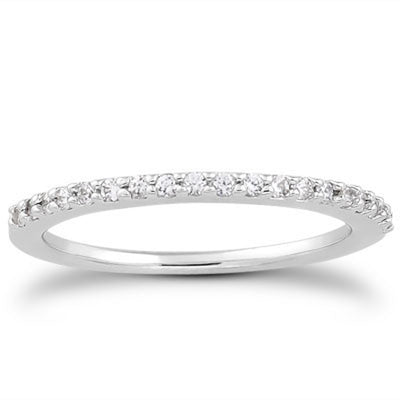 14k White Gold Slim Profile Diamond Micro Prong Diamond Wedding Ring Band - jazzyjewelryjones