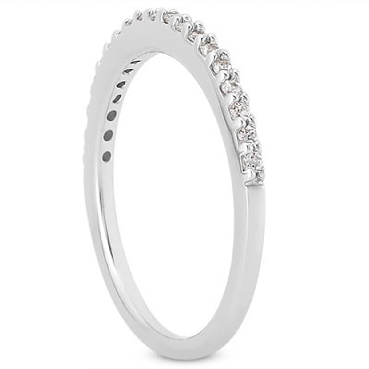 14k White Gold Slim Profile Diamond Micro Prong Diamond Wedding Ring Band - jazzyjewelryjones