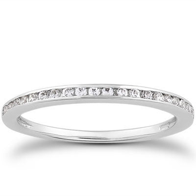 14k White Gold Slim Profile Diamond Channel Set Wedding Ring Band - jazzyjewelryjones