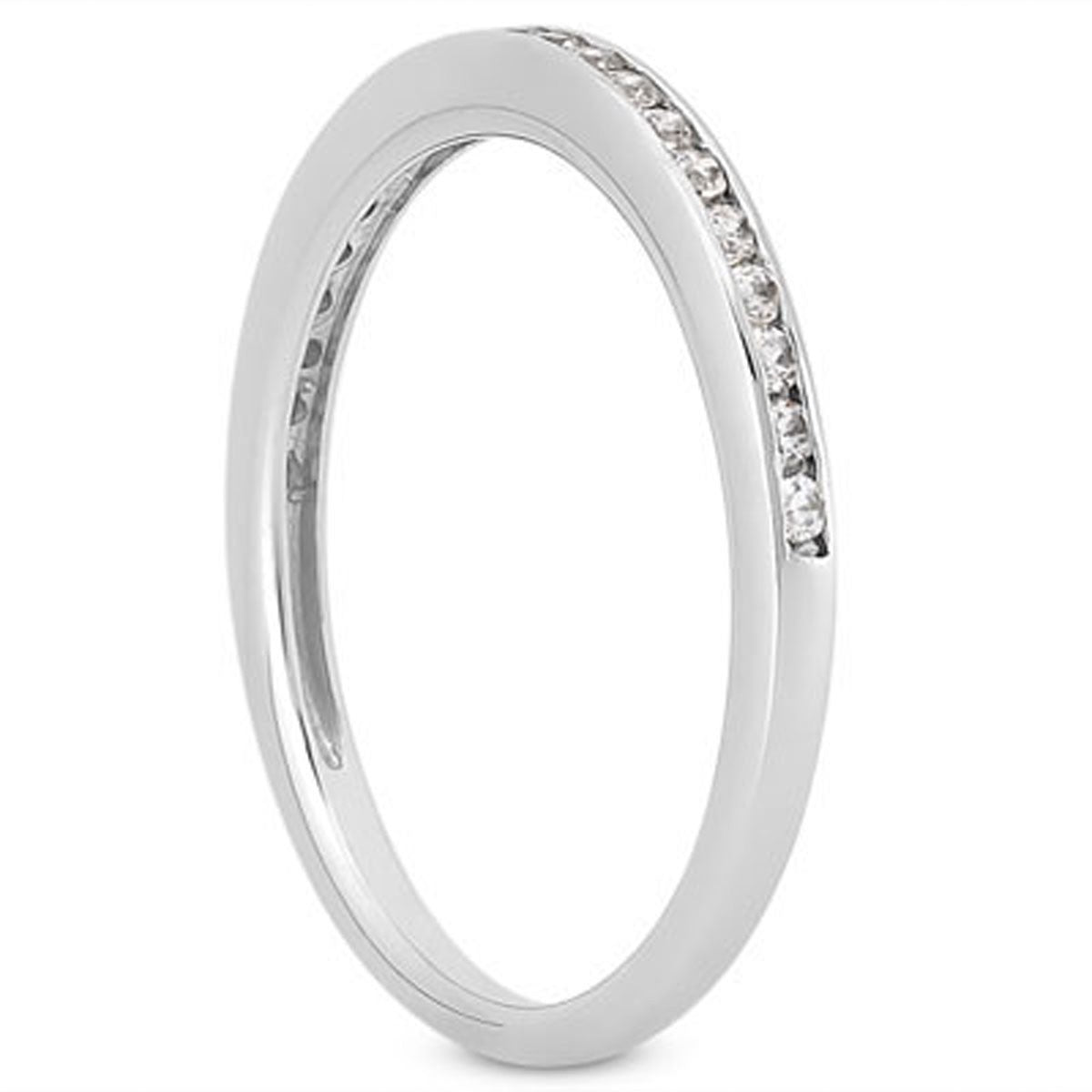 14k White Gold Slim Profile Diamond Channel Set Wedding Ring Band - jazzyjewelryjones