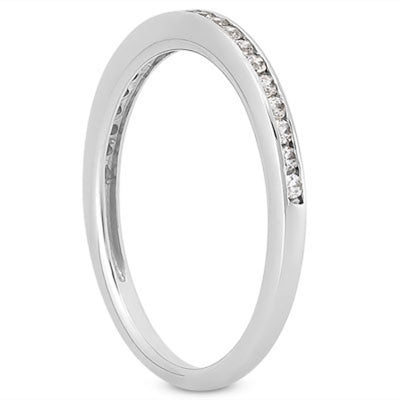 14k White Gold Slim Profile Diamond Channel Set Wedding Ring Band - jazzyjewelryjones