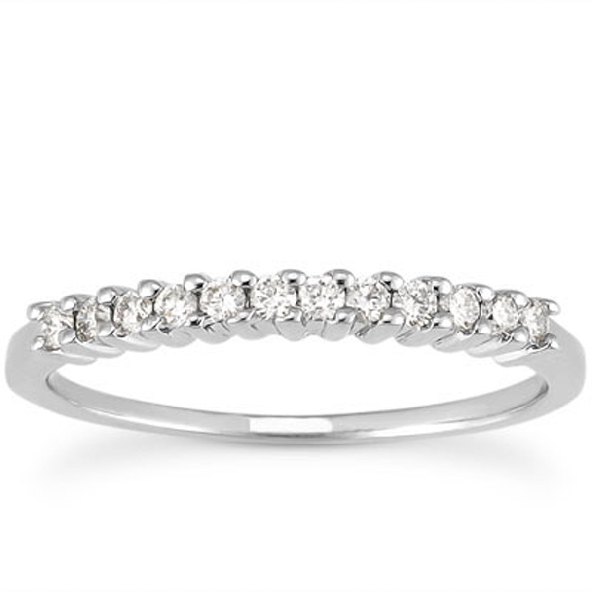 14k White Gold Raised Shared Prong Diamond Wedding Ring Band - jazzyjewelryjones