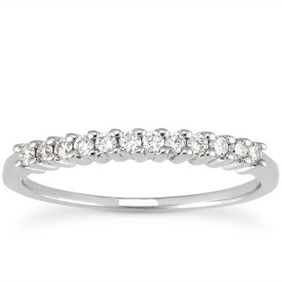 14k White Gold Raised Shared Prong Diamond Wedding Ring Band - jazzyjewelryjones