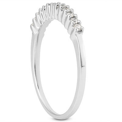 14k White Gold Raised Shared Prong Diamond Wedding Ring Band - jazzyjewelryjones