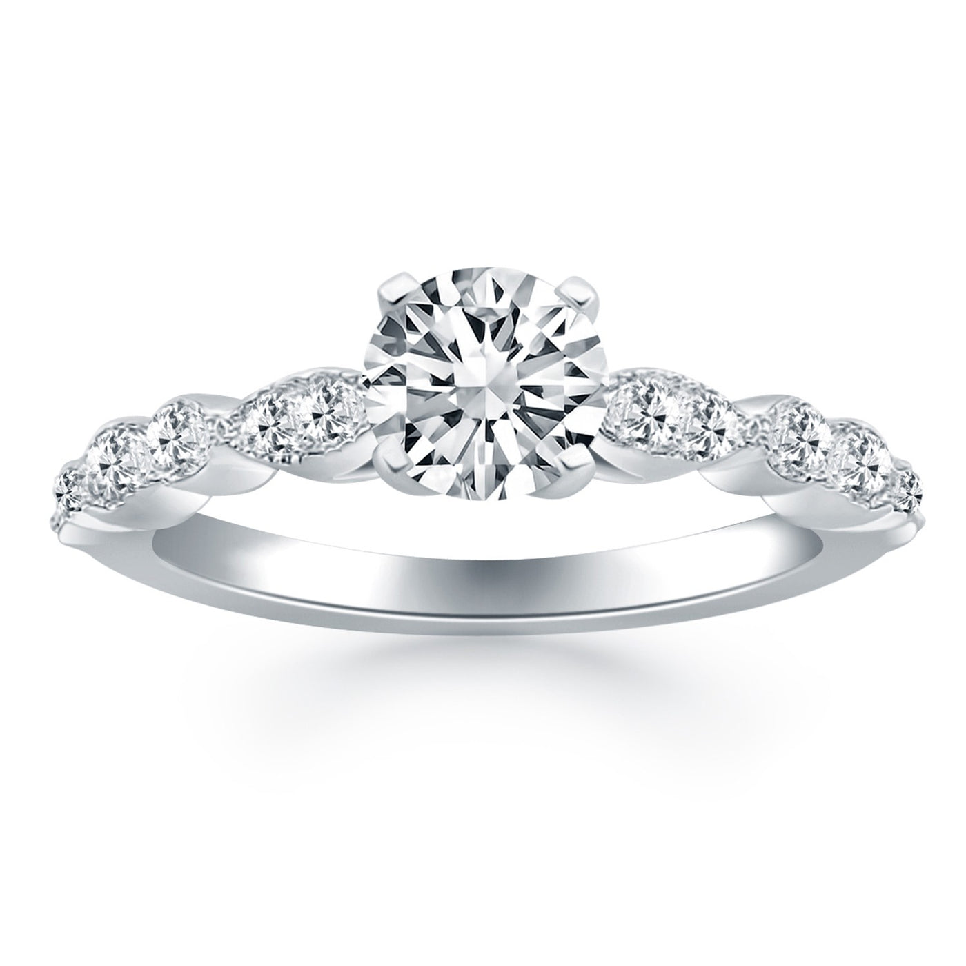 14k White Gold Fancy Shaped Diamond Engagement Ring - jazzyjewelryjones