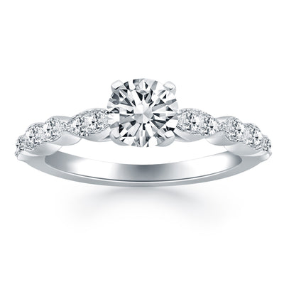 14k White Gold Fancy Shaped Diamond Engagement Ring - jazzyjewelryjones