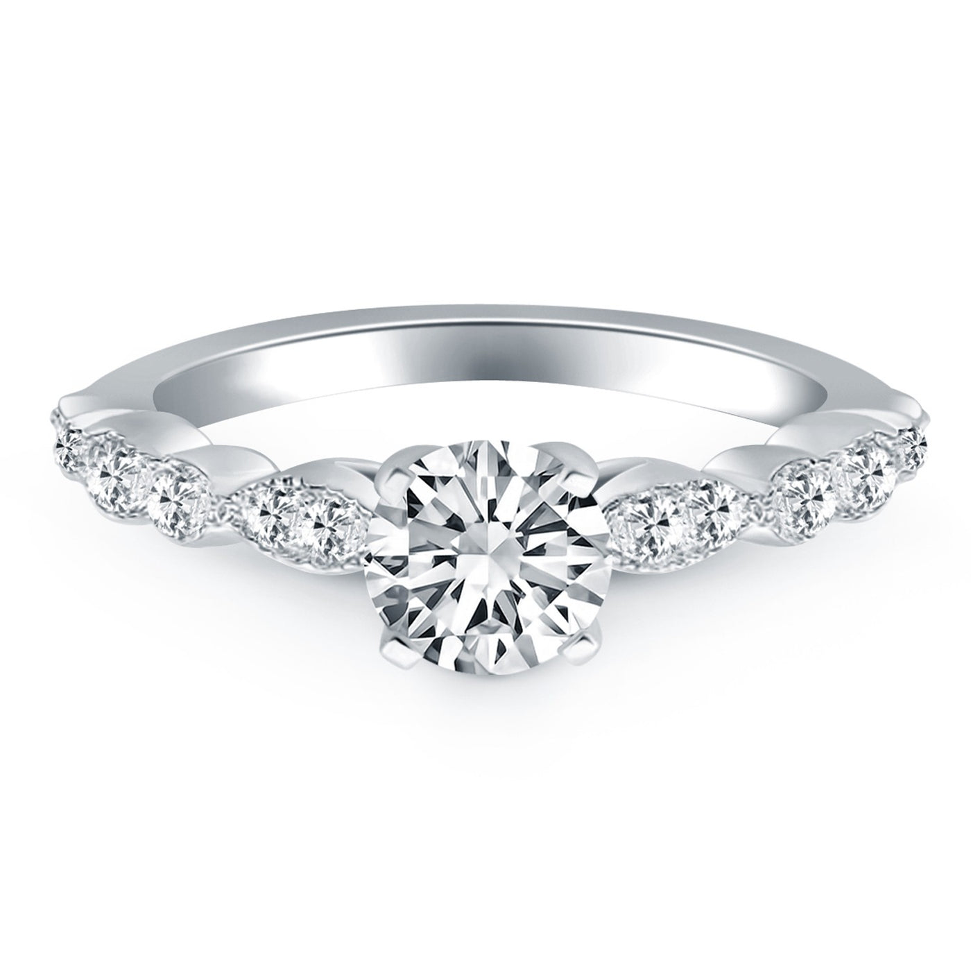 14k White Gold Fancy Shaped Diamond Engagement Ring - jazzyjewelryjones