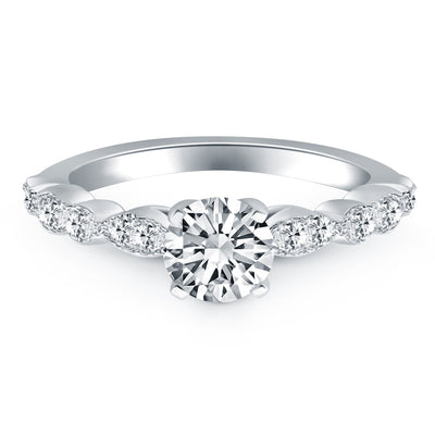 14k White Gold Fancy Shaped Diamond Engagement Ring - jazzyjewelryjones