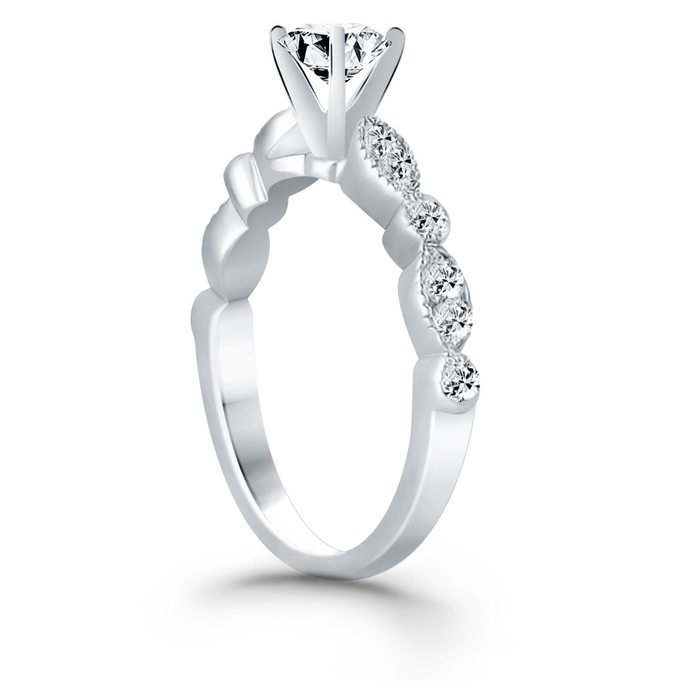 14k White Gold Fancy Shaped Diamond Engagement Ring - jazzyjewelryjones