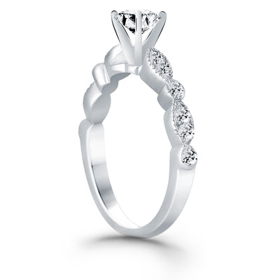 14k White Gold Fancy Shaped Diamond Engagement Ring - jazzyjewelryjones