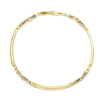 14k Two - Tone Gold Fancy Bar Style Mens Bracelet with Curved Connectors (9.65 mm) - jazzyjewelryjones