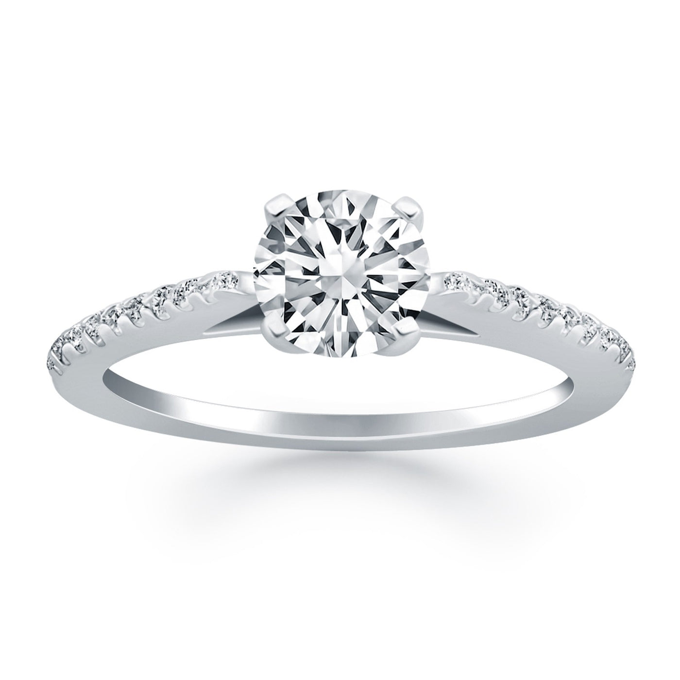 14k White Gold Micro Prong Diamond Cathedral Engagement Ring - jazzyjewelryjones