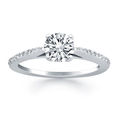 14k White Gold Micro Prong Diamond Cathedral Engagement Ring - jazzyjewelryjones