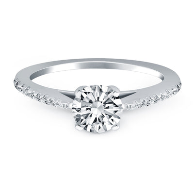 14k White Gold Micro Prong Diamond Cathedral Engagement Ring - jazzyjewelryjones