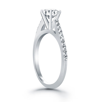 14k White Gold Micro Prong Diamond Cathedral Engagement Ring - jazzyjewelryjones