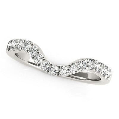 14k White Gold Curved Style Wedding Ring with Diamonds (1/3 cttw) - jazzyjewelryjones