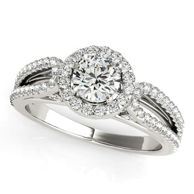 14k White Gold Diamond Engagement Ring with Teardrop Split Shank (7/8 cttw) - jazzyjewelryjones