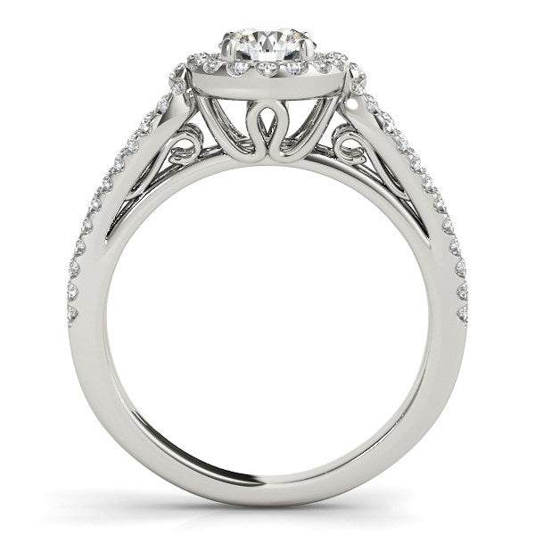 14k White Gold Diamond Engagement Ring with Teardrop Split Shank (7/8 cttw) - jazzyjewelryjones