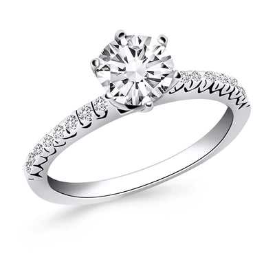 14k White Gold Engagement Ring with Fishtail Diamond Accents - jazzyjewelryjones