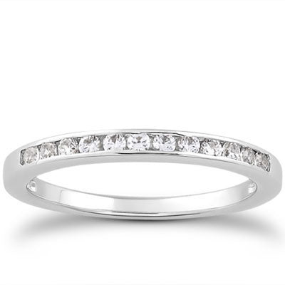 14k White Gold Channel Set Diamond Wedding Ring Band Set 1/3 Around - jazzyjewelryjones