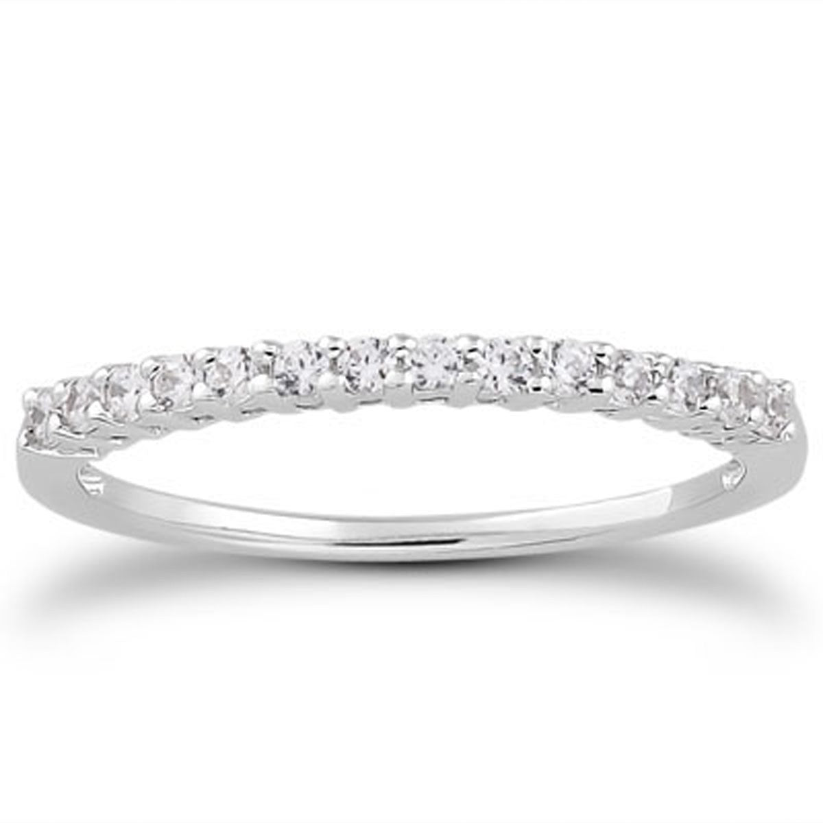 14k White Gold Shared Prong Diamond Wedding Ring Band with Airline Gallery - jazzyjewelryjones