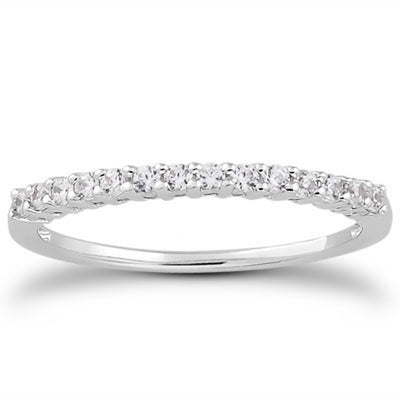 14k White Gold Shared Prong Diamond Wedding Ring Band with Airline Gallery - jazzyjewelryjones