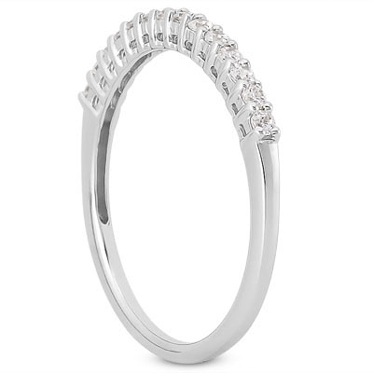 14k White Gold Shared Prong Diamond Wedding Ring Band with Airline Gallery - jazzyjewelryjones