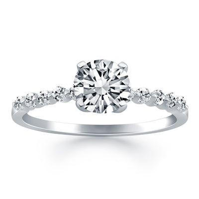 14k White Gold Diamond Engagement Ring with Shared Prong Diamond Accents - jazzyjewelryjones