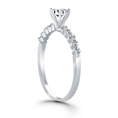 14k White Gold Diamond Engagement Ring with Shared Prong Diamond Accents - jazzyjewelryjones