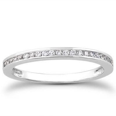 14k White Gold Slender Channel Set Diamond Wedding Ring Band Set 1/2 Around - jazzyjewelryjones