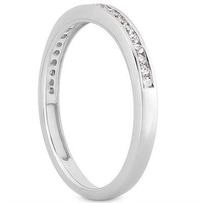 14k White Gold Slender Channel Set Diamond Wedding Ring Band Set 1/2 Around - jazzyjewelryjones