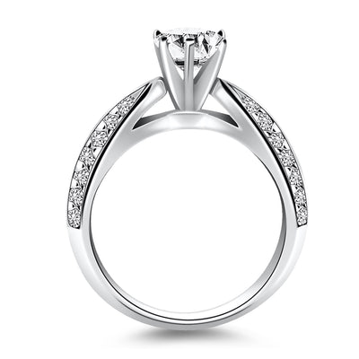 14k White Gold Cathedral Double Row Pave Diamond Engagement Ring - jazzyjewelryjones