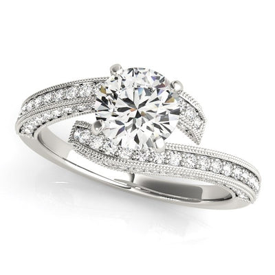 14k White Gold Round Diamond Bypass Style Engagement Ring (1 1/2 cttw) - jazzyjewelryjones